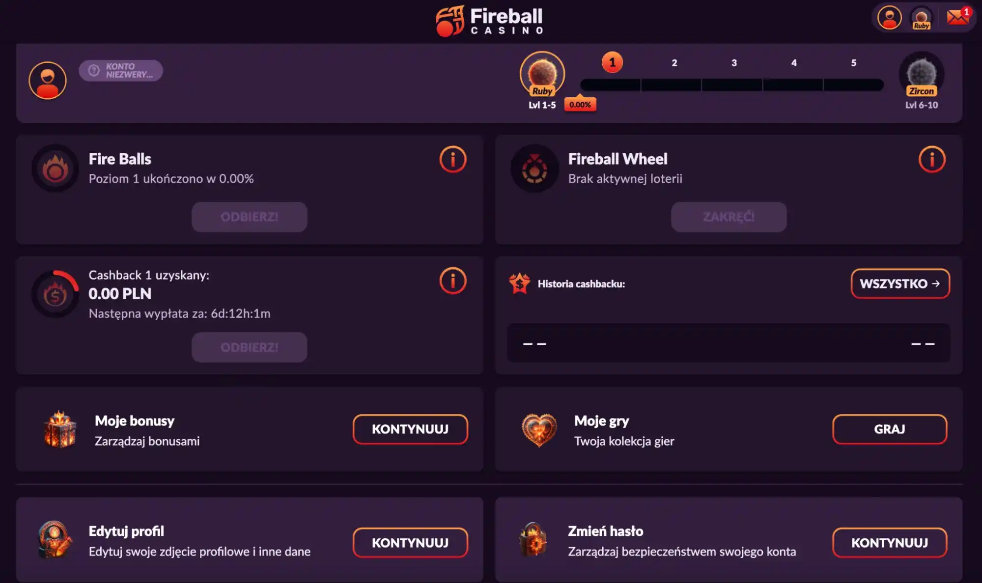 fireball profil gracza