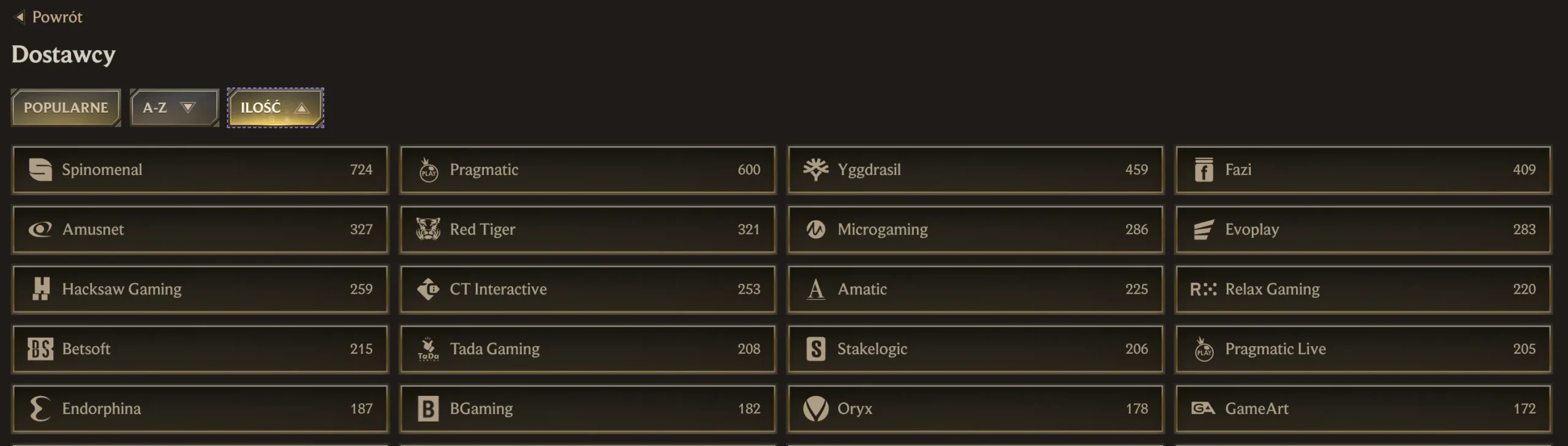 realz casino dostawcy